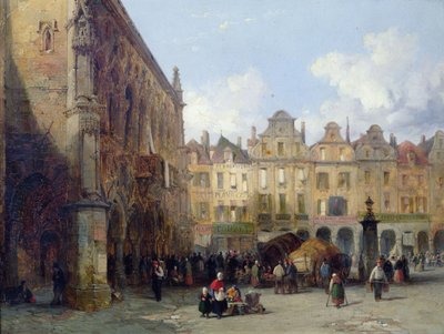 Het Stadhuis, Arras, 1856 door Lewis John Wood